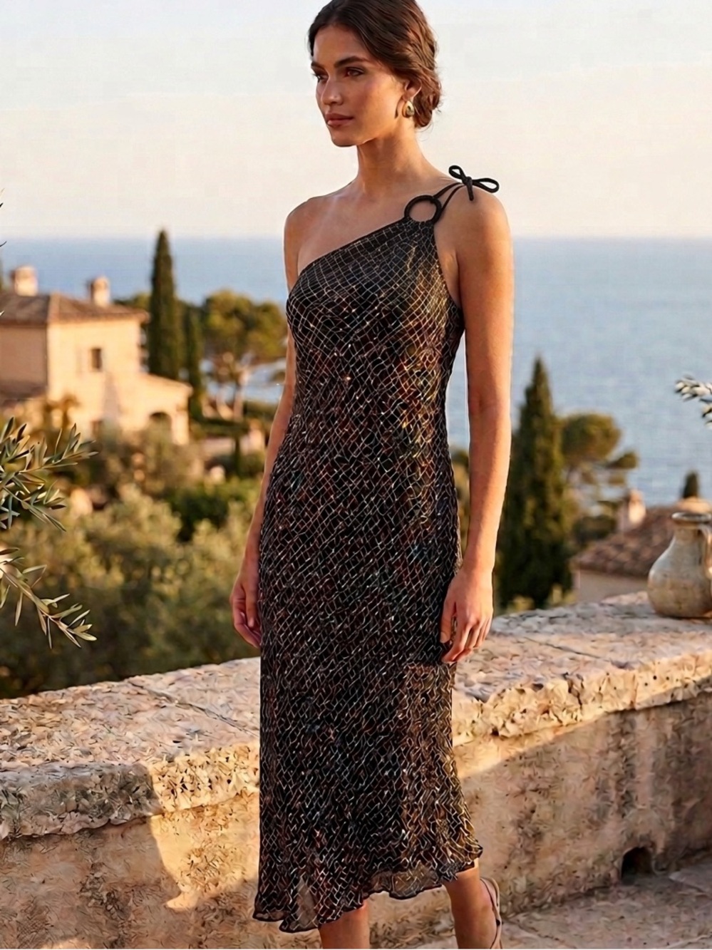 Max studio Y2K Asymmetrical One-Shoulder Slip Silk Fairy Dress New